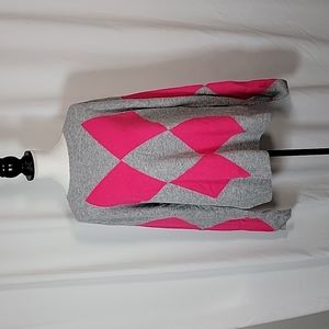 Halogen Argyle Sweater in Pink and Grey